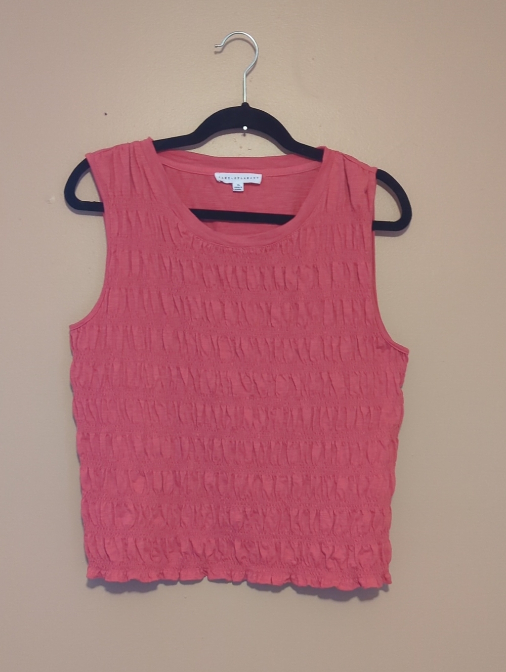 Casual Women's Jane + Delancey Pink Sleeveless Textured Tank Top